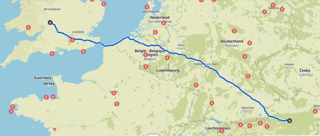 Cleeve to Admont 2021 Route Map